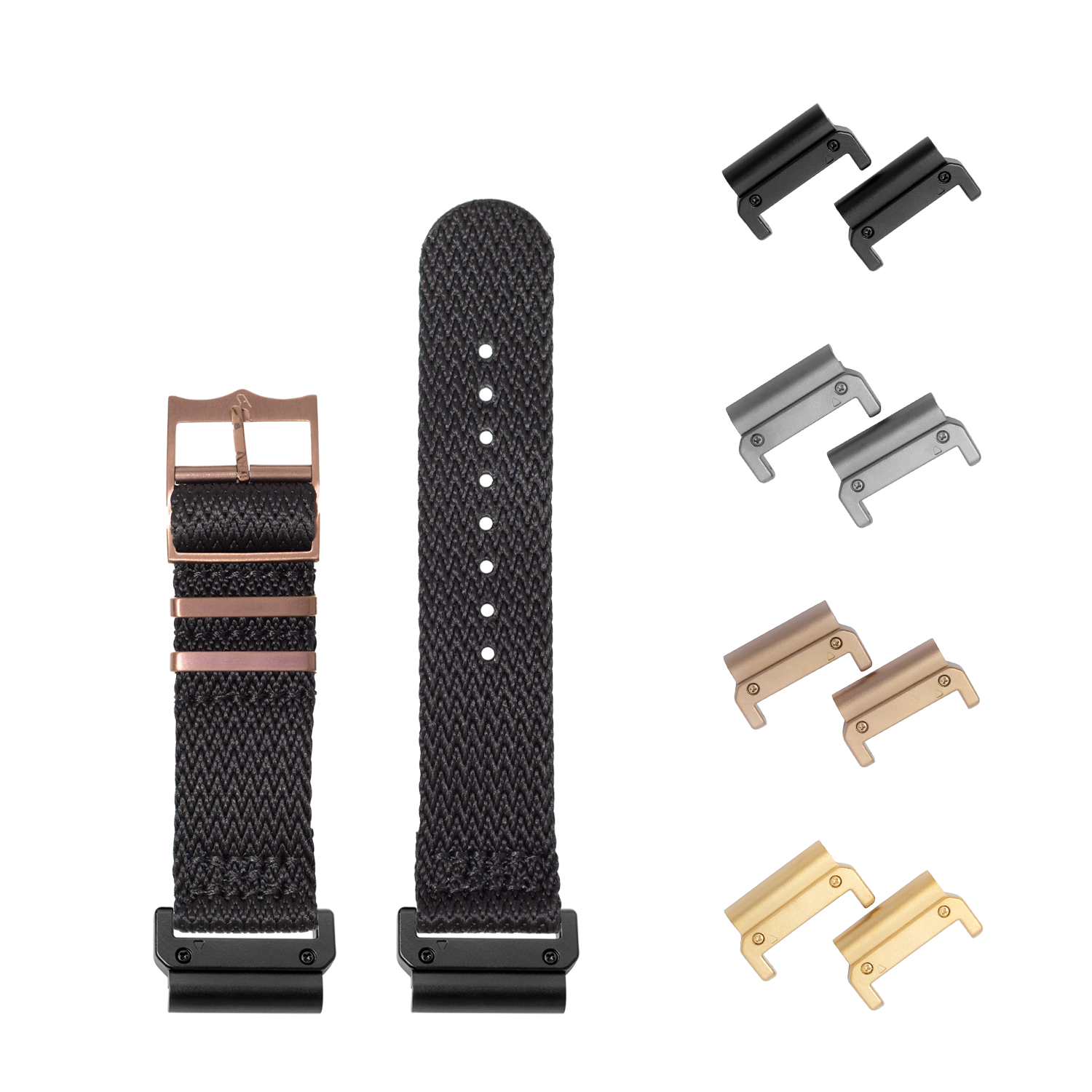 [QuickFit] Sharktooth Militex - Black [Bronze Coloured Hardware] 26mm