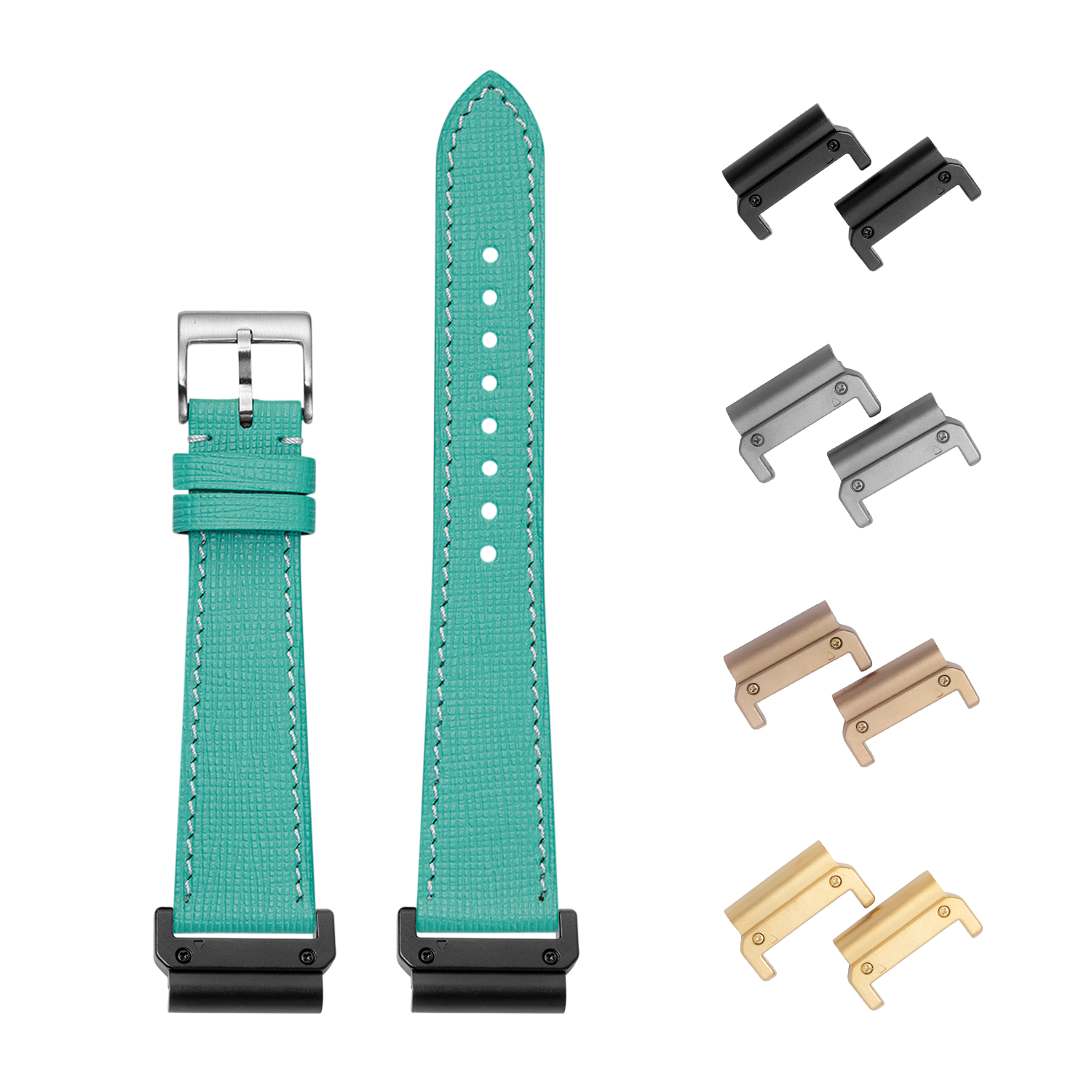 [QuickFit] Chevre Saffiano Leather - Tiffany Blue with White Stitching 26mm