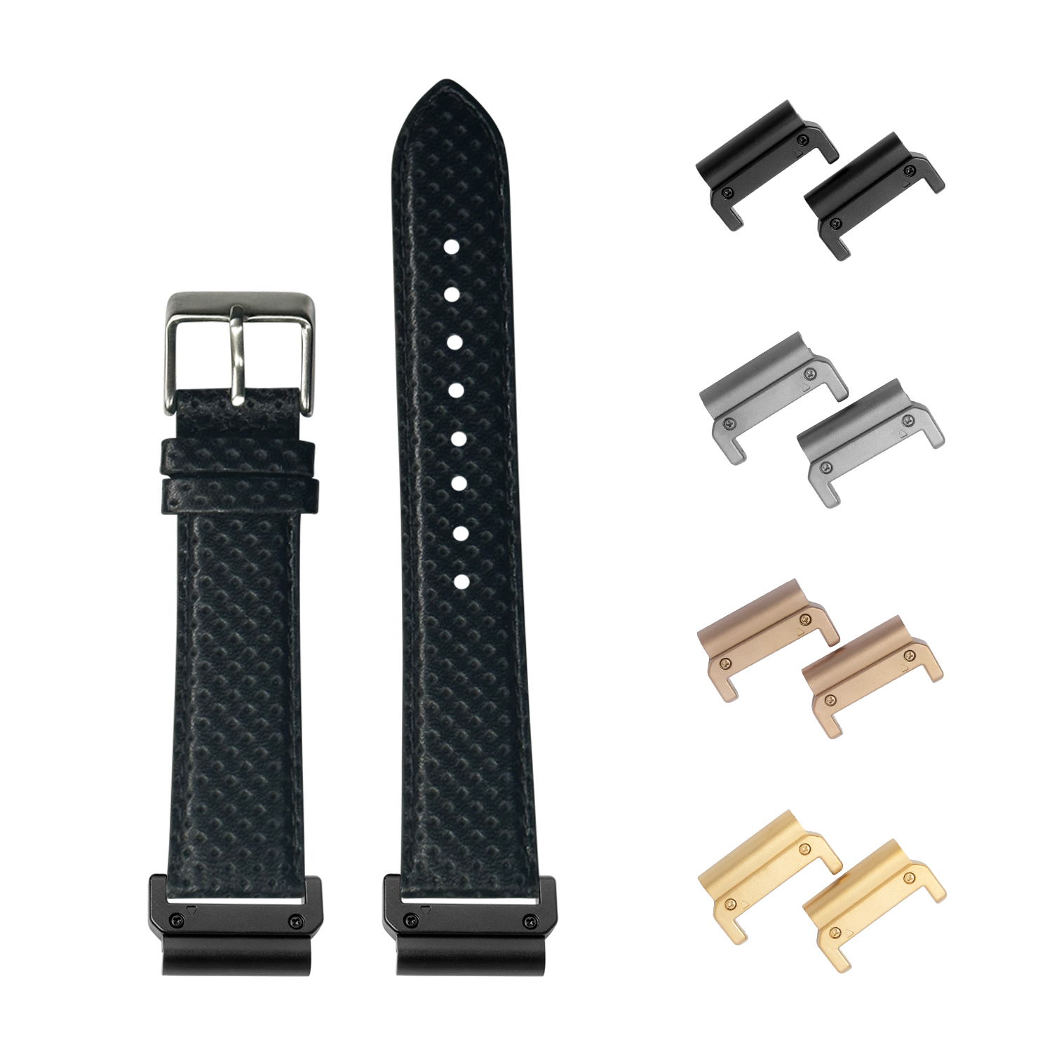 [QuickFit] Perforated Racing Leather Straps - Black 26mm