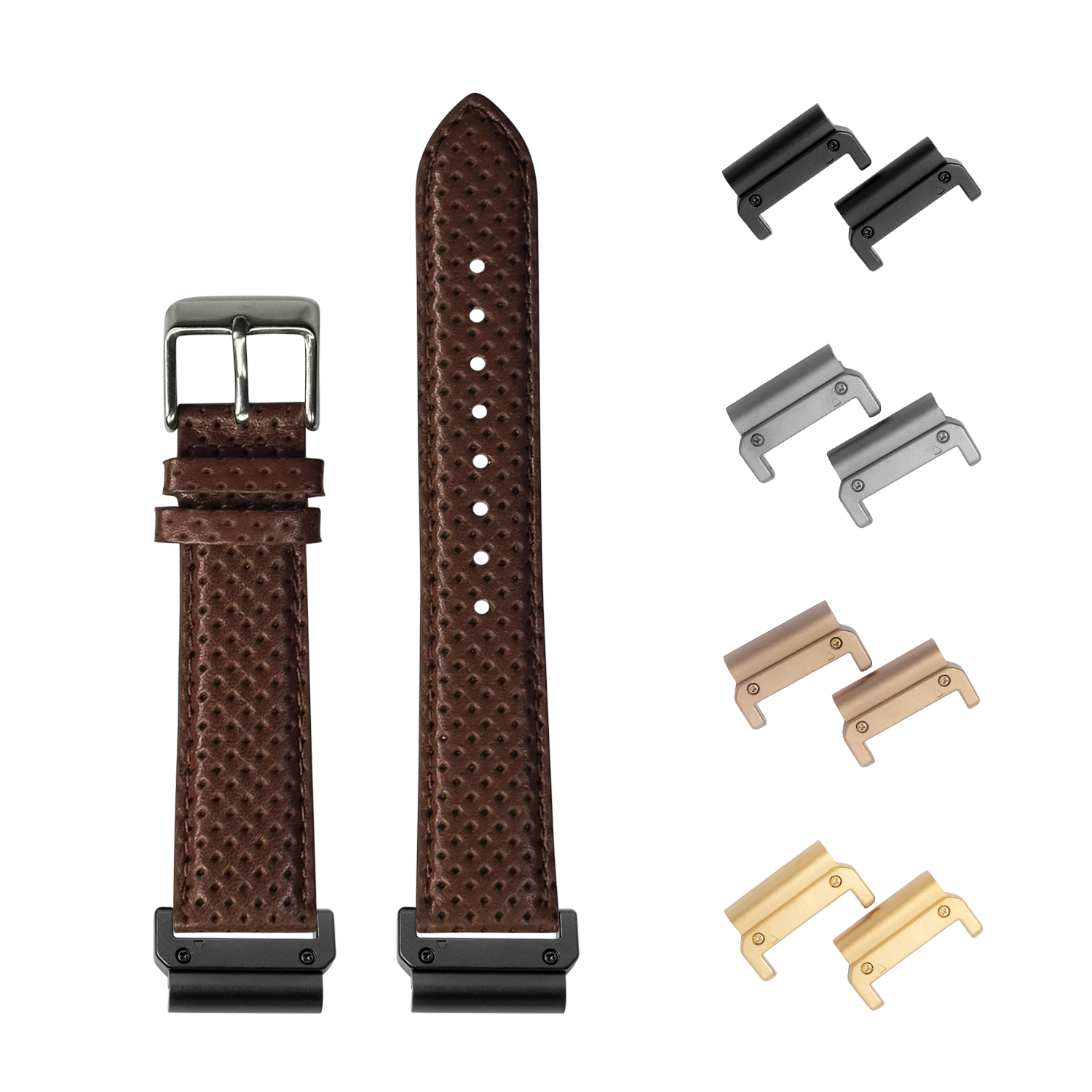 [QuickFit] Perforated Racing Leather Straps - Brown 26mm