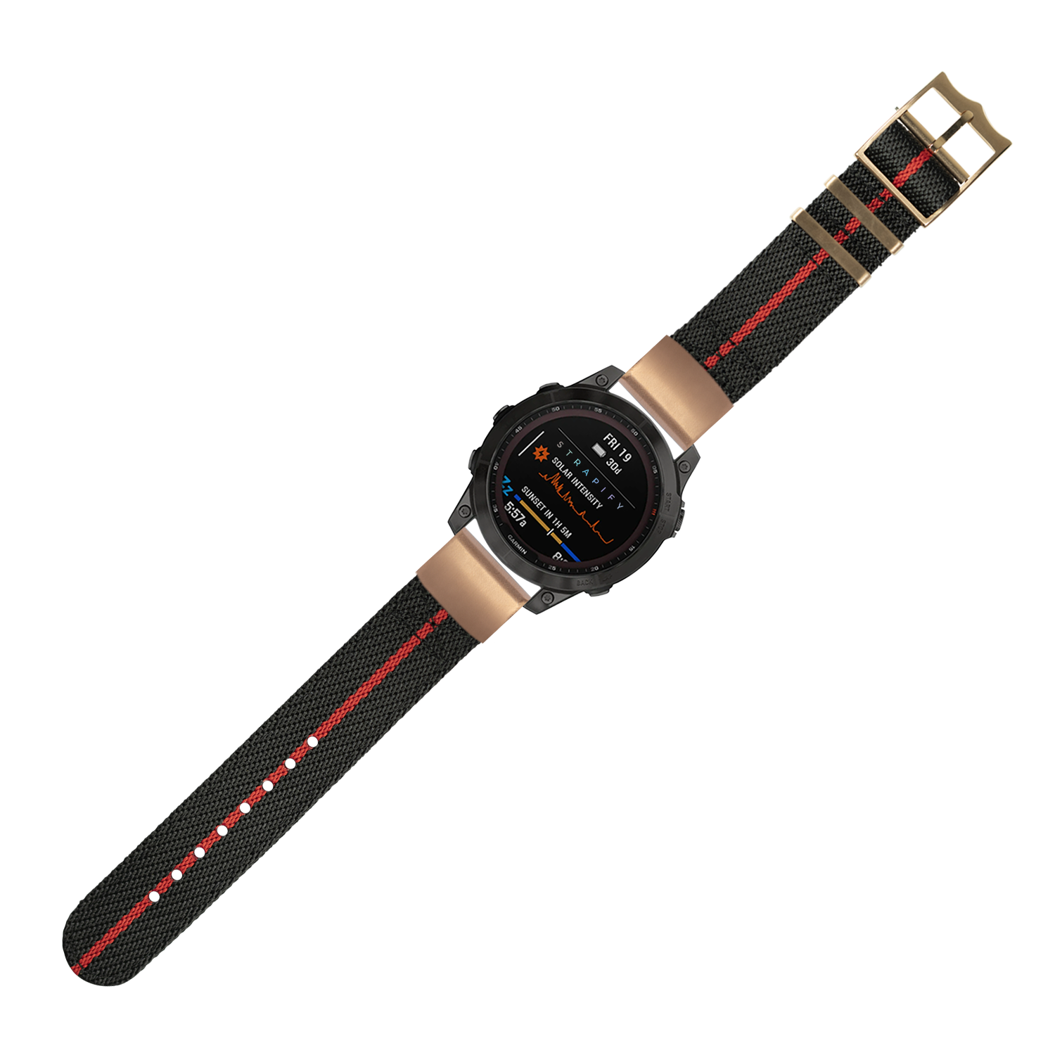 [QuickFit] Cross Militex - Black / Red [Rose Gold Hardware] 20mm