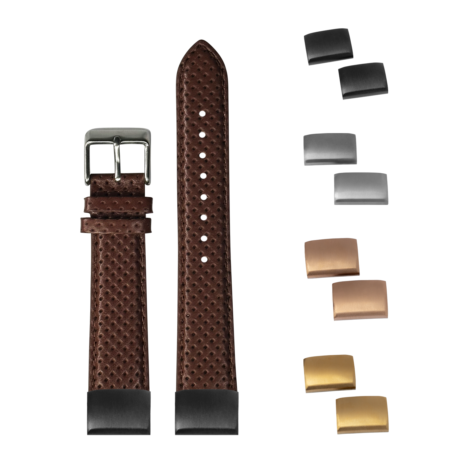 [QuickFit] Perforated Racing Leather Straps - Brown 20mm