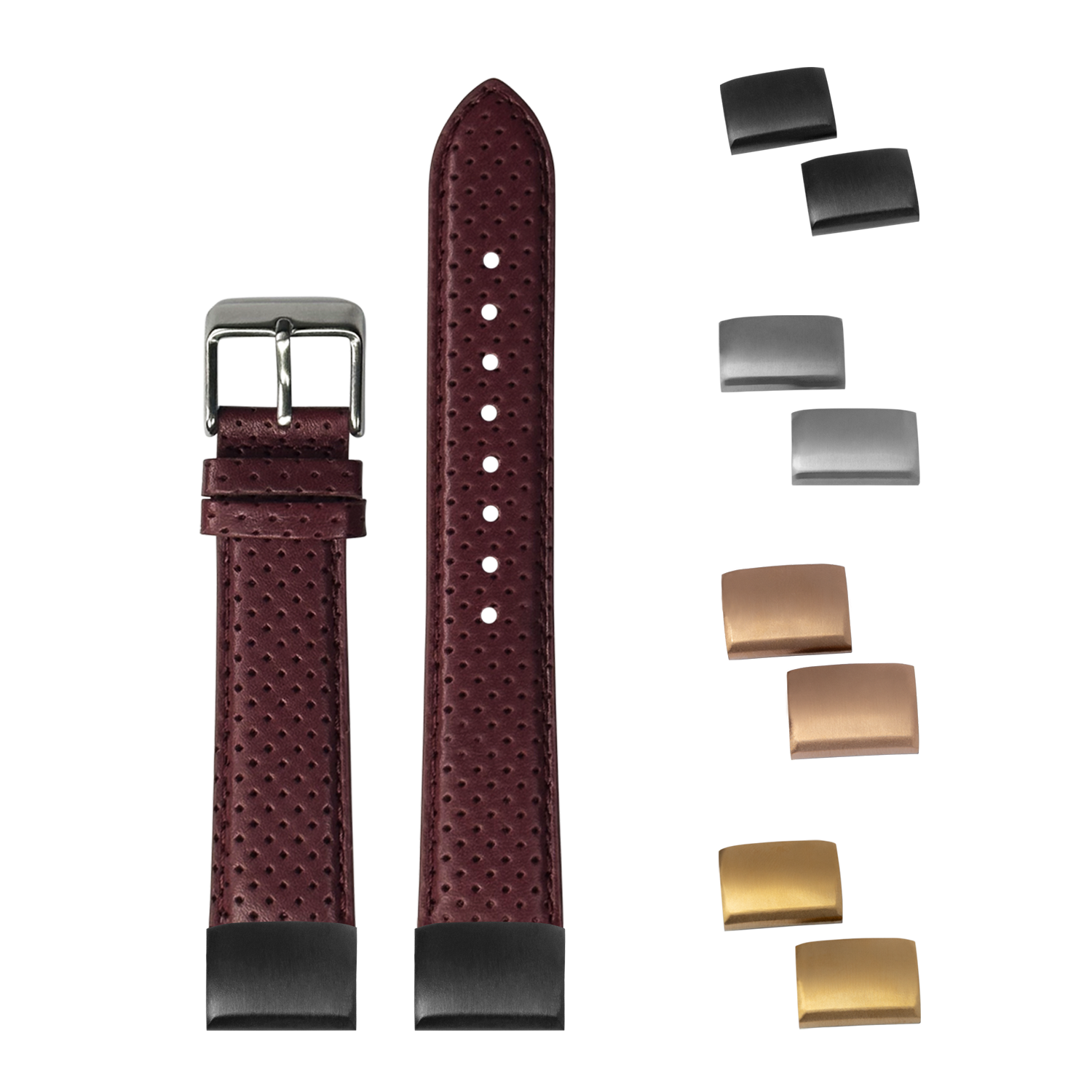 [QuickFit] Perforated Racing Leather Straps - Maroon 20mm