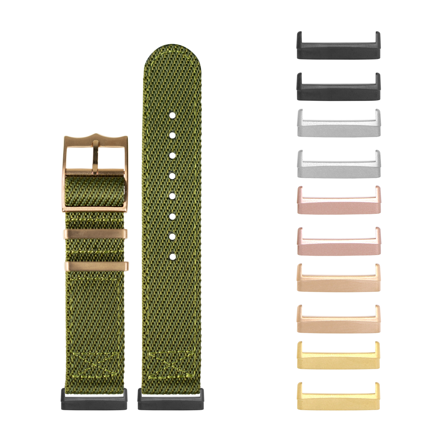 [Fitbit Versa 3 & 4/Sense 1 & 2] Cross Militex - Army Green [Rose Gold Hardware]