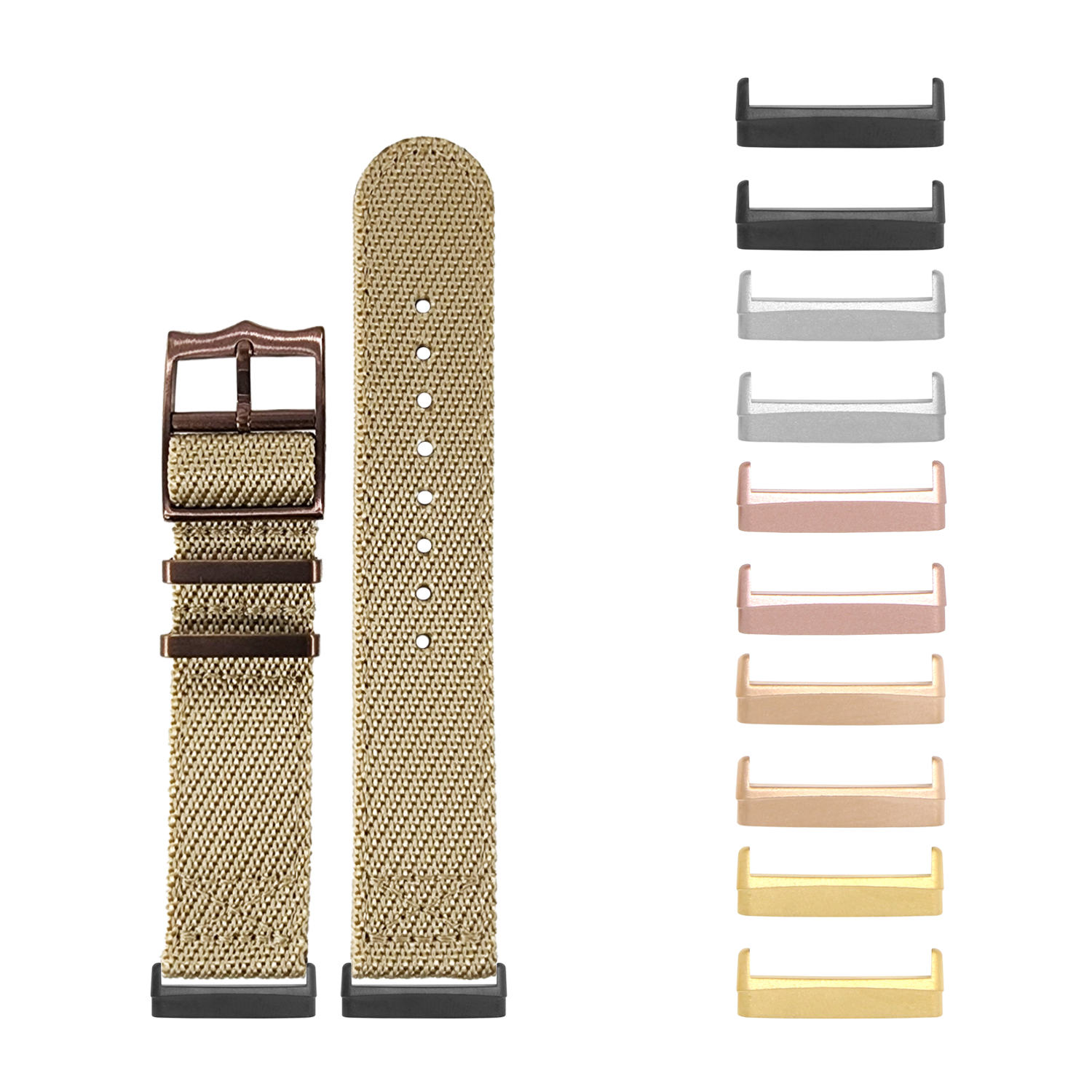 [Fitbit Versa 3 & 4/Sense 1 & 2] Cross Militex - Wheat [Bronze Coloured Hardware]