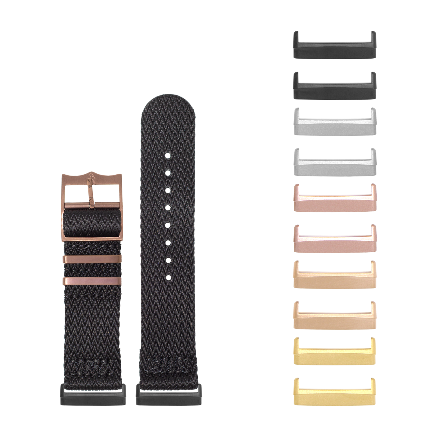 [Fitbit Versa 3 & 4/Sense 1 & 2] Sharktooth Militex - Black [Bronze Coloured Hardware]