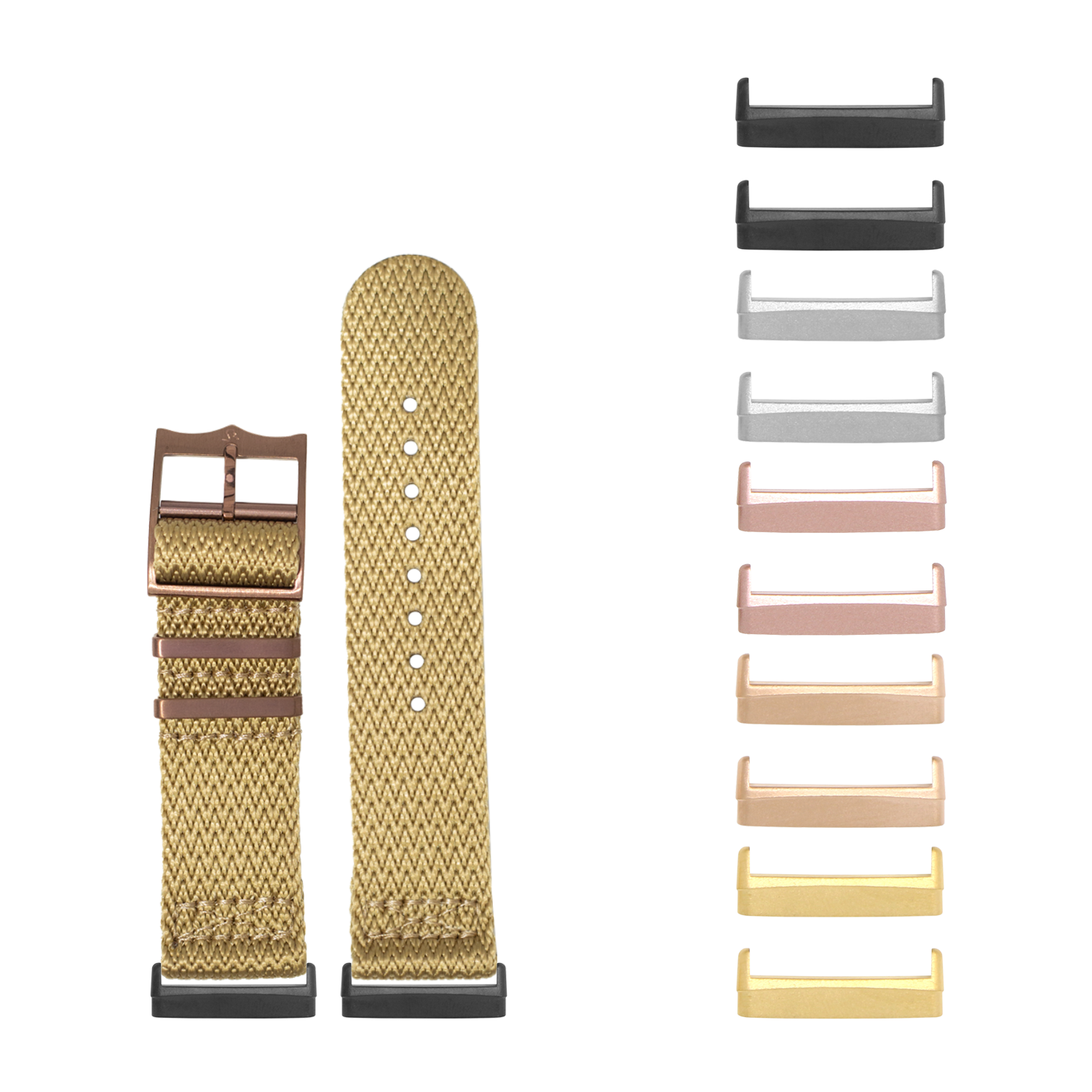 [Fitbit Versa 3 & 4/Sense 1 & 2] Sharktooth Militex - Wheat [Bronze Coloured Hardware]