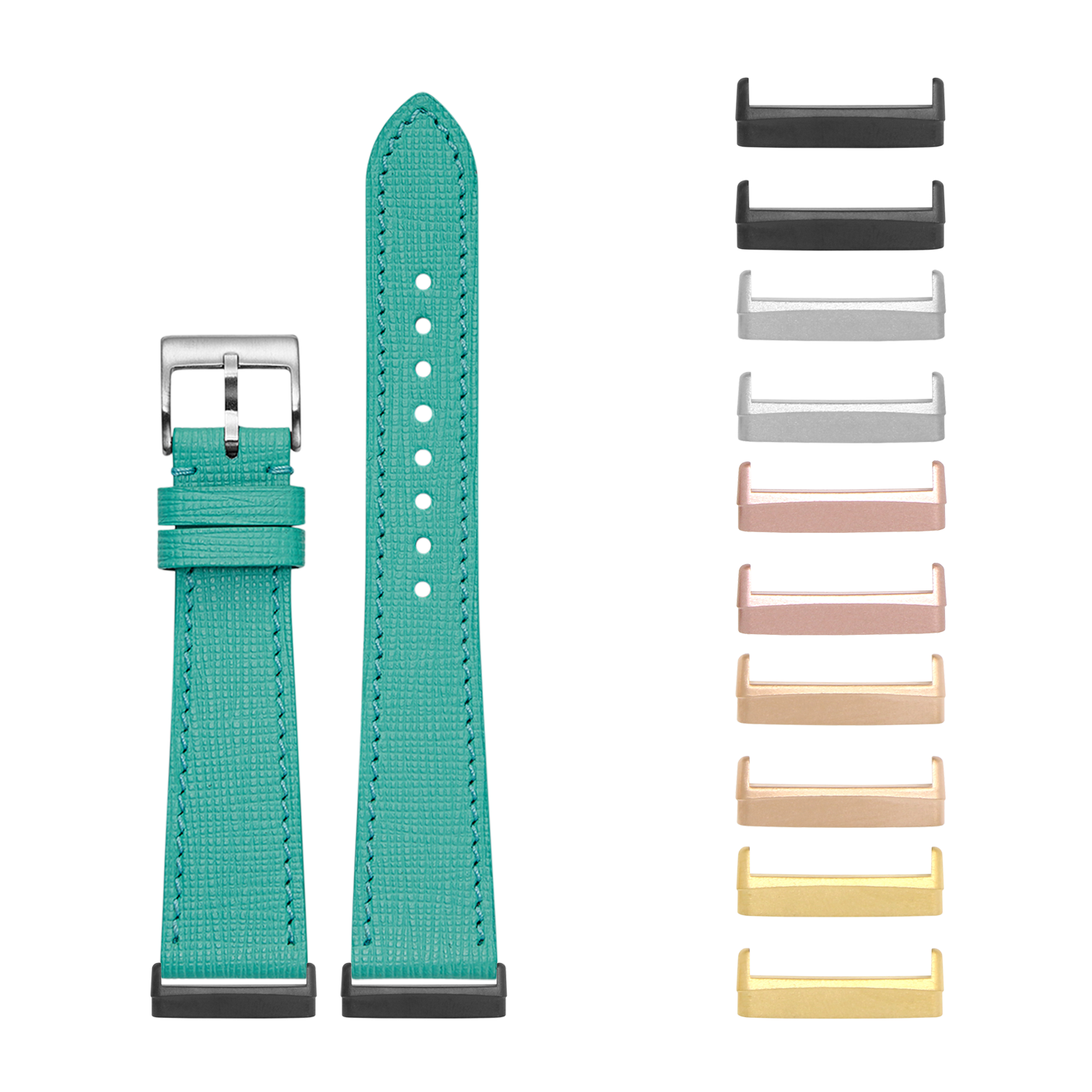 [Fitbit Versa 3 & 4/Sense 1 & 2] Chevre Saffiano Leather - Tiffany Blue