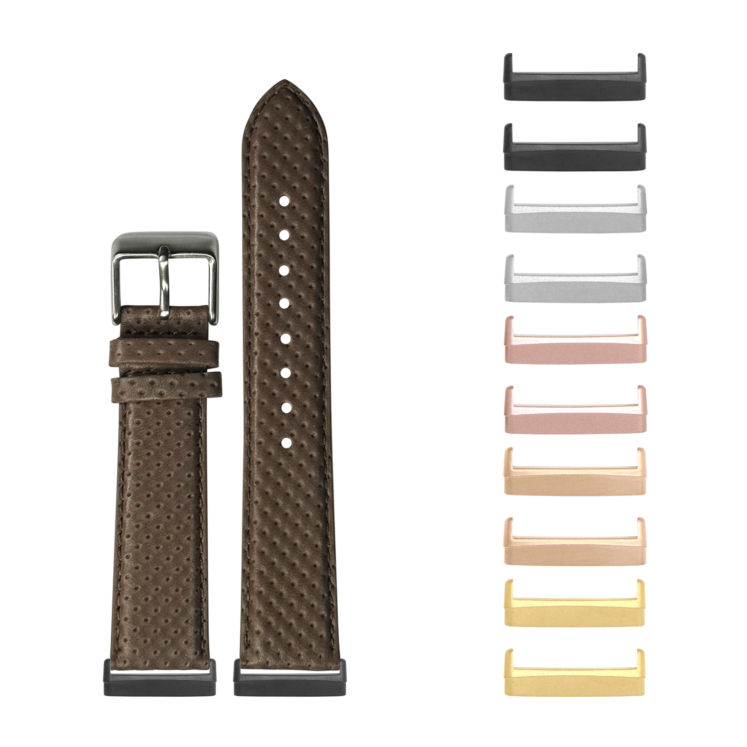 [Fitbit Versa 3 & 4/Sense 1 & 2] Perforated Racing Leather Straps - Ivory Brown