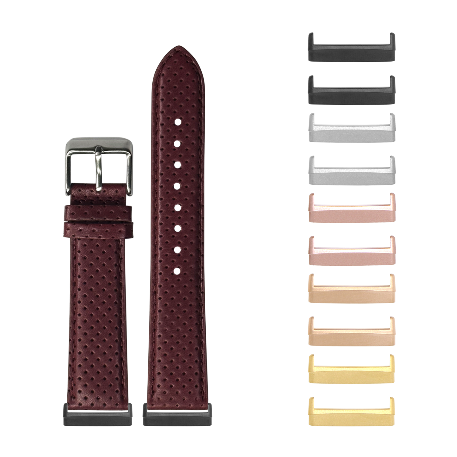 [Fitbit Versa 3 & 4/Sense 1 & 2] Perforated Racing Leather Straps - Maroon