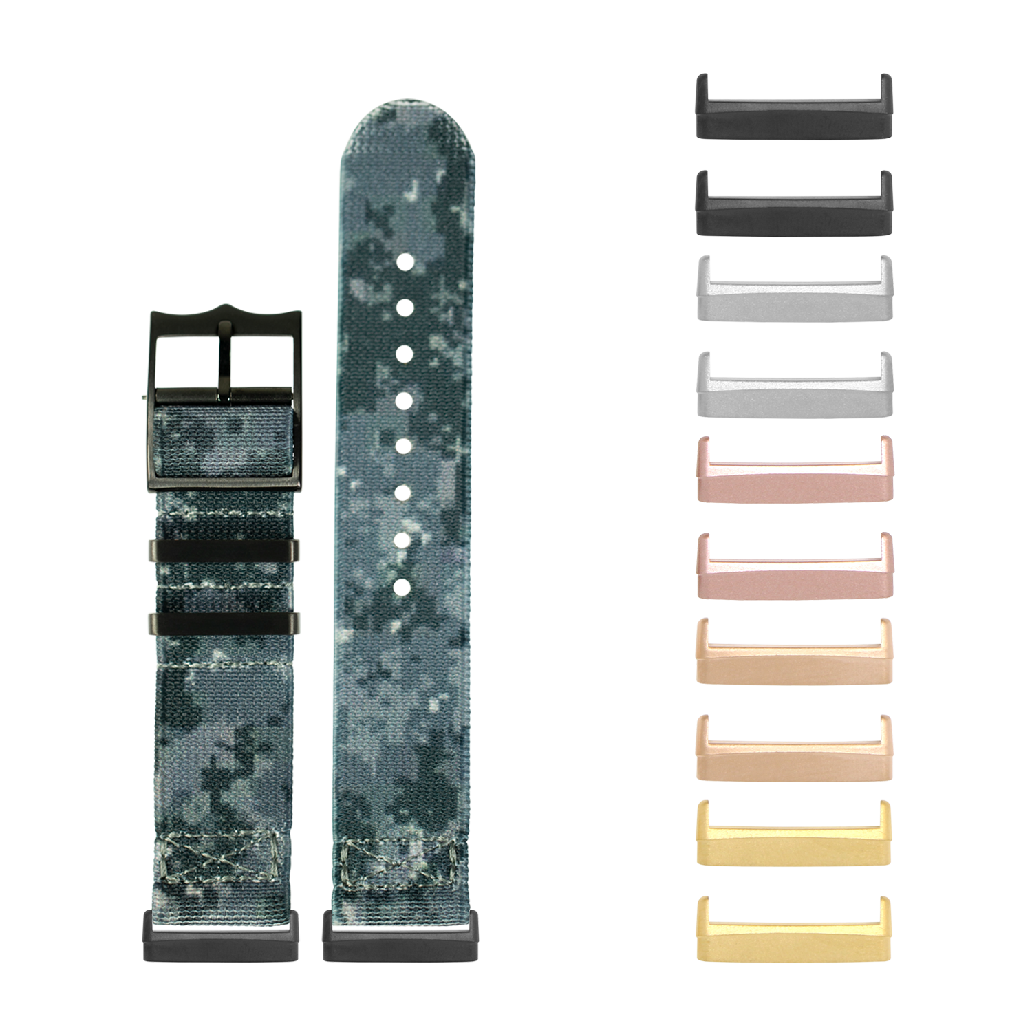 [Fitbit Versa 3 & 4/Sense 1 & 2] ElastoFlex - Digital Camo [Black Hardware]