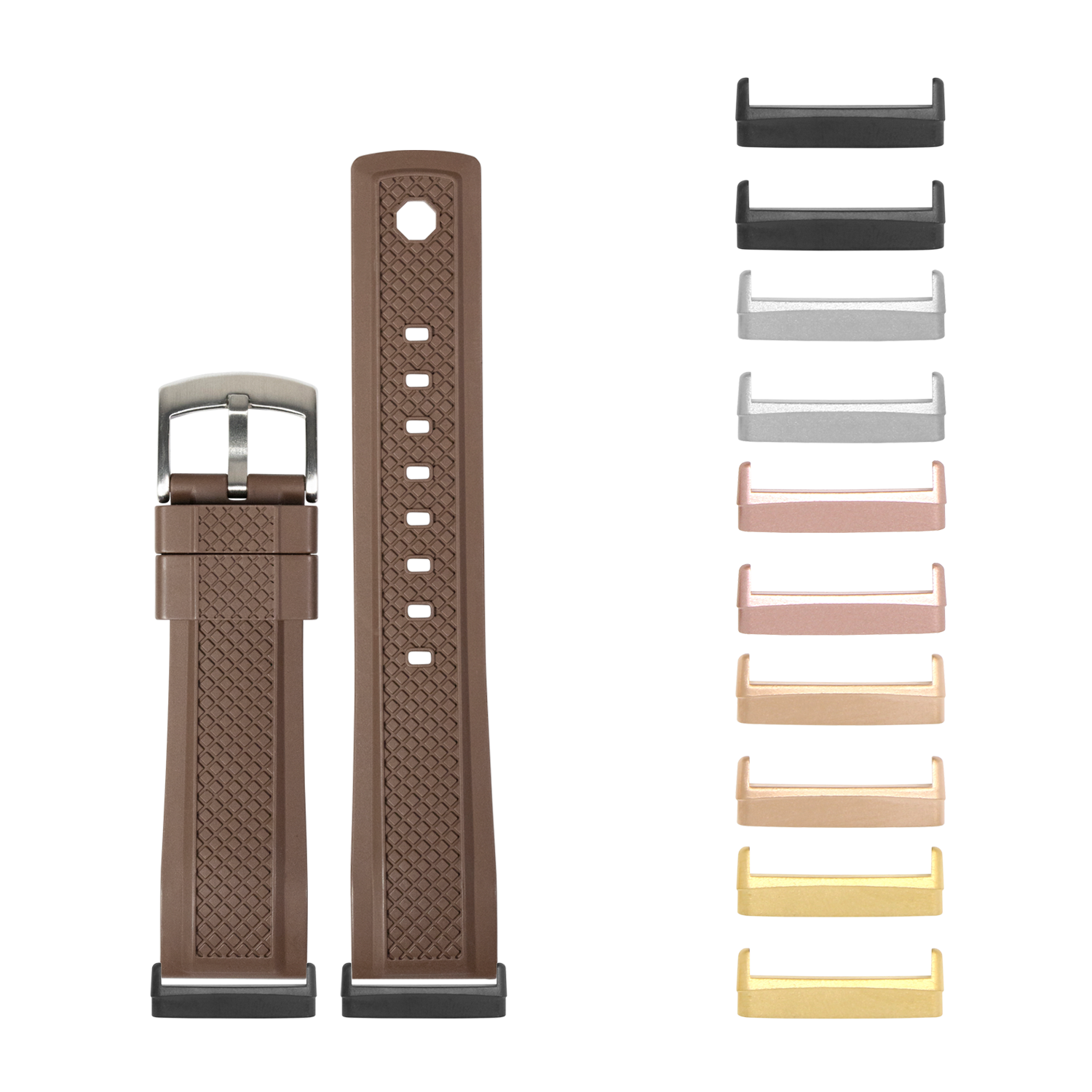 [Fitbit Versa 3 & 4/Sense 1 & 2] GridLock FKM Rubber - Coffee Brown