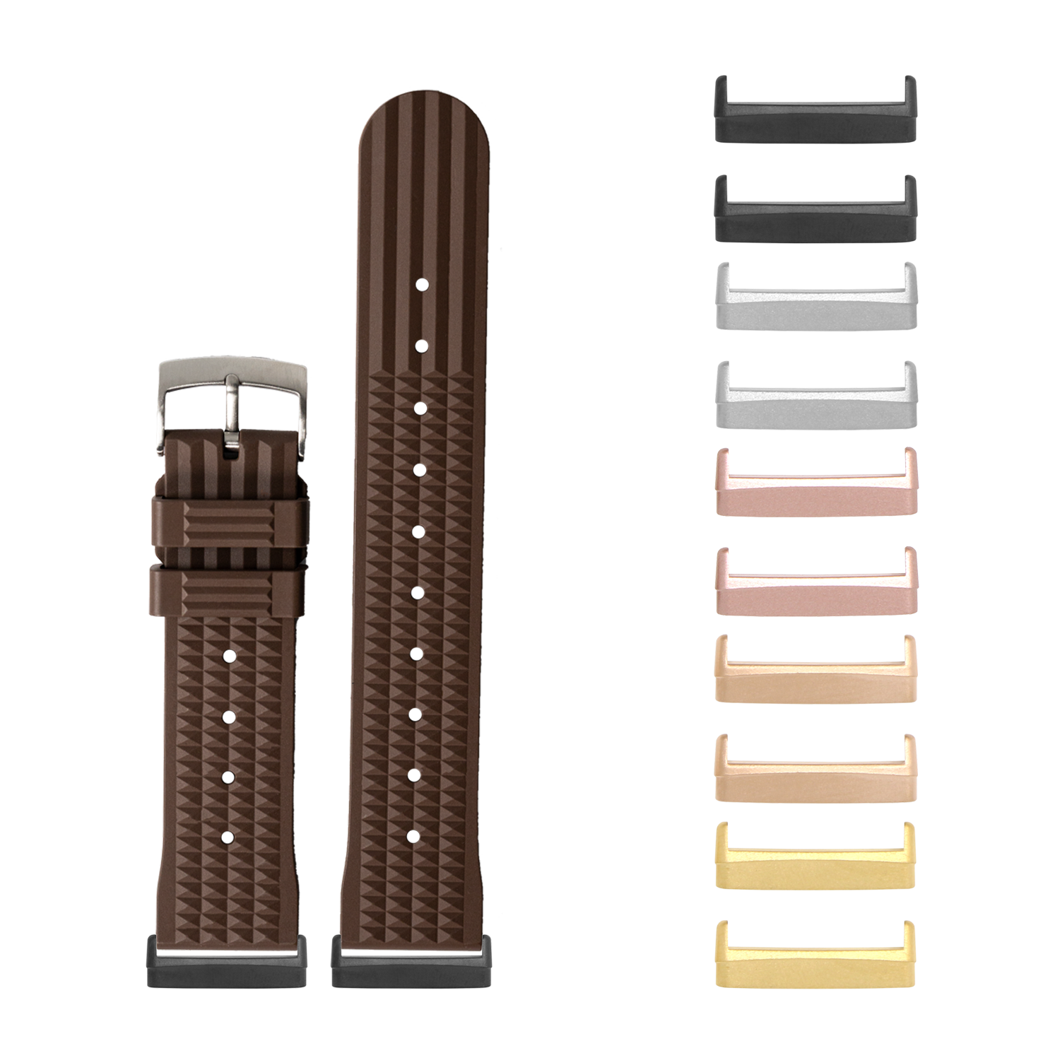 [Fitbit Versa 3 & 4/Sense 1 & 2] King Waffle FKM Rubber - Coffee Brown