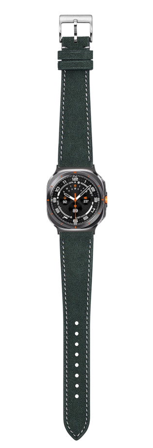 [Galaxy Watch 7 Ultra] Alcantara Leather - Green | White Stitching