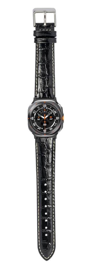 [Galaxy Watch 7 Ultra] Alligator Leather - Black | White Stitching