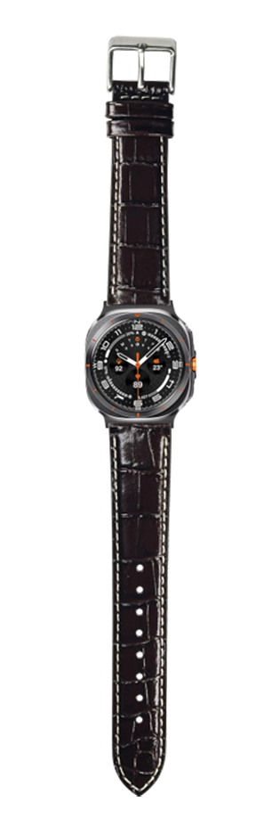 [Galaxy Watch 7 Ultra] Alligator Leather - Dark Brown | Contrast Stitching