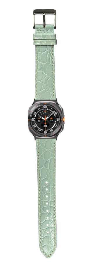 [Galaxy Watch 7 Ultra] Alligator Leather - Light Tiffany Blue | White Stitching