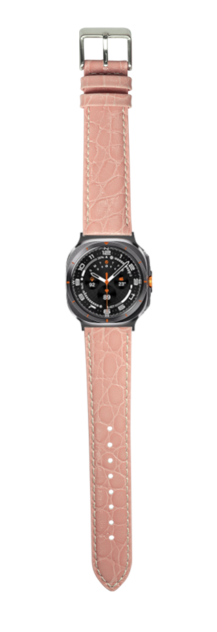 [Galaxy Watch 7 Ultra] Alligator Leather - Pink with White Stitching