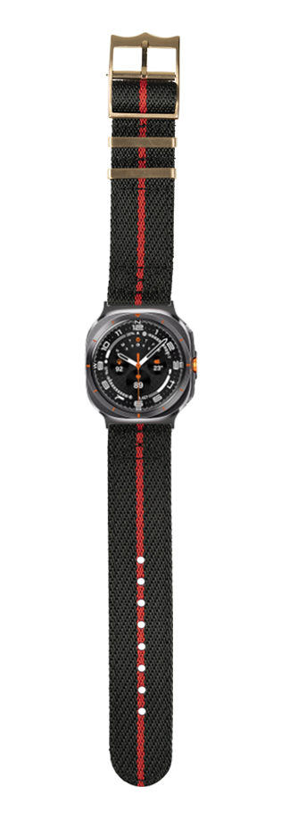 [Galaxy Watch 7 Ultra] Cross Militex - Black / Red [Rose Gold Hardware]