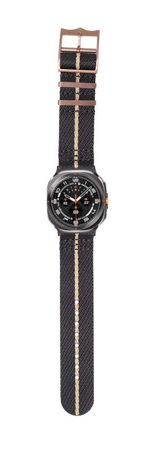 [Galaxy Watch 7 Ultra] Cross Militex - Black / Wheat [Bronze Coloured Hardware]