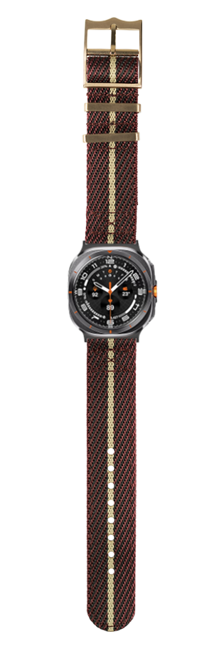 [Galaxy Watch 7 Ultra] Cross Militex - Wine Red / Wheat [Rose Gold Hardware]