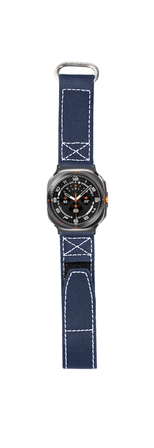 [Galaxy Watch 7 Ultra] Military Velcro - Navy Blue | White Stitching