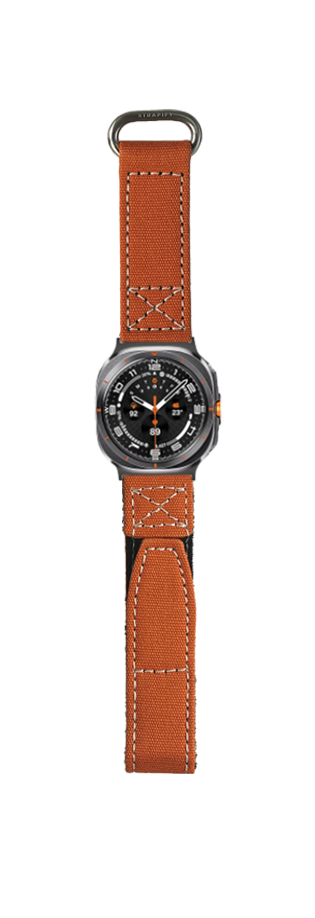 [Galaxy Watch 7 Ultra] Military Velcro - Orange | White Stitching