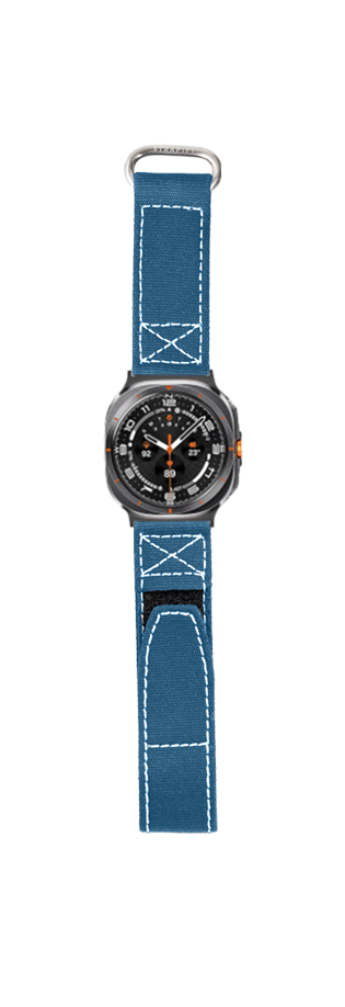 [Galaxy Watch 7 Ultra] Military Velcro - Petrol Blue | White Stitching