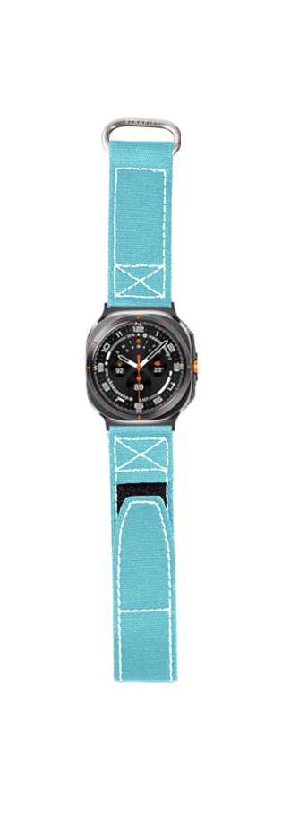 [Galaxy Watch 7 Ultra] Military Velcro - Sky Blue | White Stitching