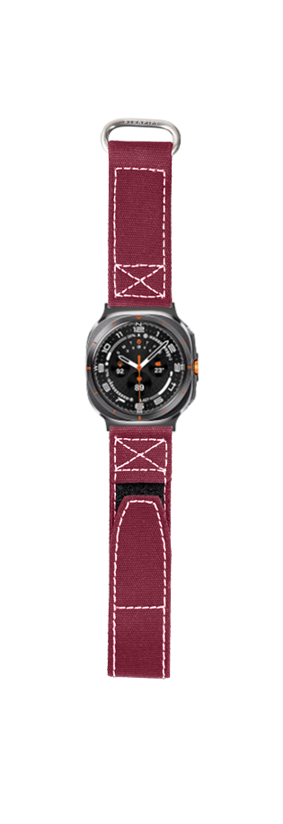 [Galaxy Watch 7 Ultra] Military Velcro - Wine Red | White Stitching