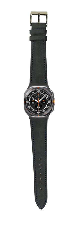 [Galaxy Watch 7 Ultra] Nubuck Leather - Black | Navy Blue Stitching