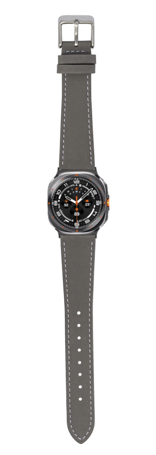 [Galaxy Watch 7 Ultra] Nubuck Leather - Grey | White Stitching