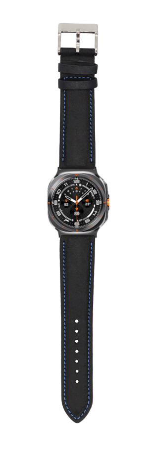 [Galaxy Watch 7 Ultra] Padded Leather - Black | Blue Stitching