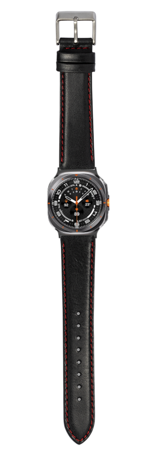 [Galaxy Watch 7 Ultra] Padded Leather - Black | Red Stitching