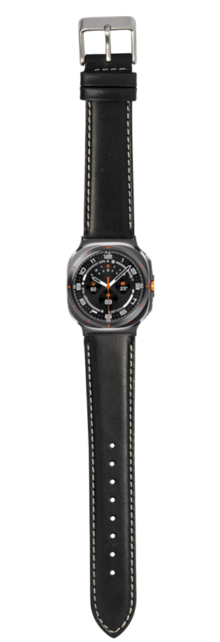 [Galaxy Watch 7 Ultra] Padded Leather - Black | White Stitching