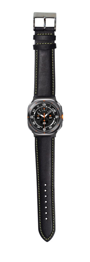 [Galaxy Watch 7 Ultra] Padded Leather - Black | Yellow Stitching