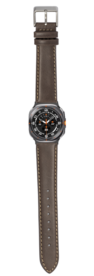 [Galaxy Watch 7 Ultra] Padded Leather - Dark Brown | Beige Stitching