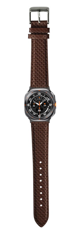 [Galaxy Watch 7 Ultra] Perforated Racing Leather Straps - Brown