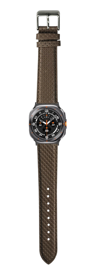 [Galaxy Watch 7 Ultra] Perforated Racing Leather Straps - Ivory Brown