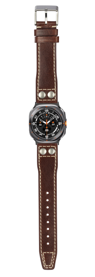 [Galaxy Watch 7 Ultra] Pilot Leather with Rivets - Dark Brown