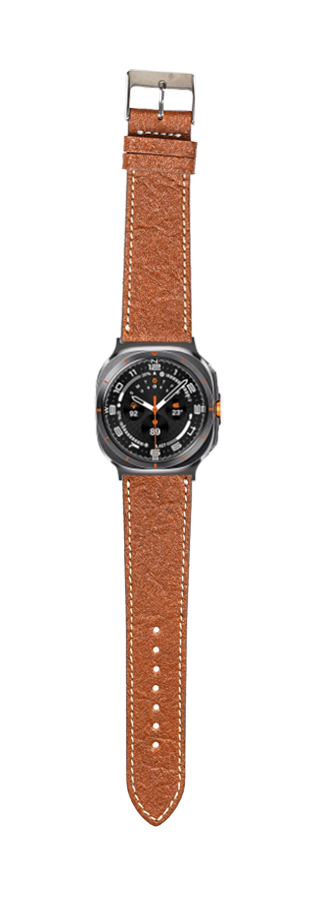 [Galaxy Watch 7 Ultra] Pineapple Vegan Leather - Brown | White Stitching