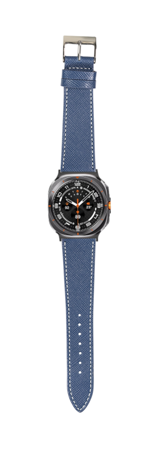 [Galaxy Watch 7 Ultra] Saffiano Leather - Blue with White Stitching