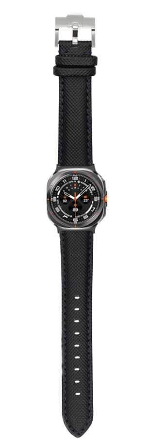 [Galaxy Watch 7 Ultra] Sailcloth - Black | Navy Blue Stitching