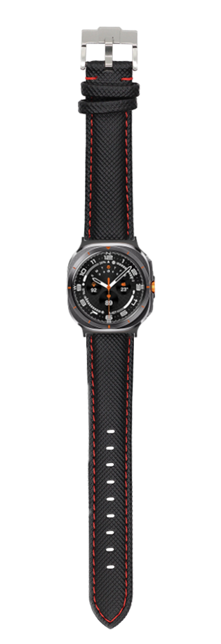 [Galaxy Watch 7 Ultra] Sailcloth - Black | Red Stitching