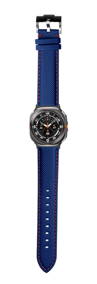 [Galaxy Watch 7 Ultra] Sailcloth - Electric Blue | Red Stitching