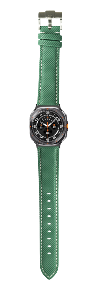 [Galaxy Watch 7 Ultra] Sailcloth - Emerald Green | White Stitching