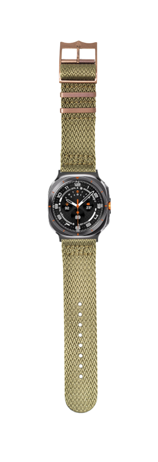 [Galaxy Watch 7 Ultra] Sharktooth Militex - Army Green [Bronze Coloured Hardware]