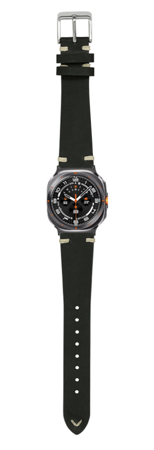 [Galaxy Watch 7 Ultra] Vintage Knotted - Nubuck Leather - Black