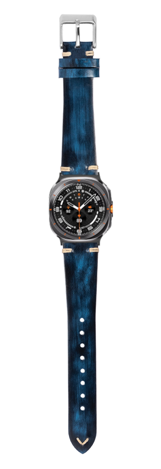 [Galaxy Watch 7 Ultra] Vintage Knotted Leather - Smoked Navy Blue