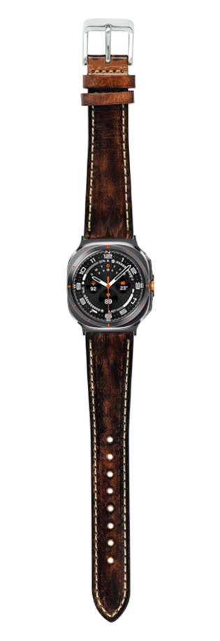 [Galaxy Watch 7 Ultra] Vintage Leather - Smoked Brown | Contrast Stitching